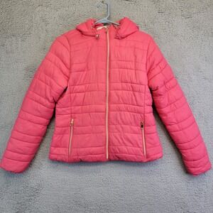 1 Sunset‎ Lane Puffer Jacket Women's M Pink Full Zip Fleece Fur Lined Winter